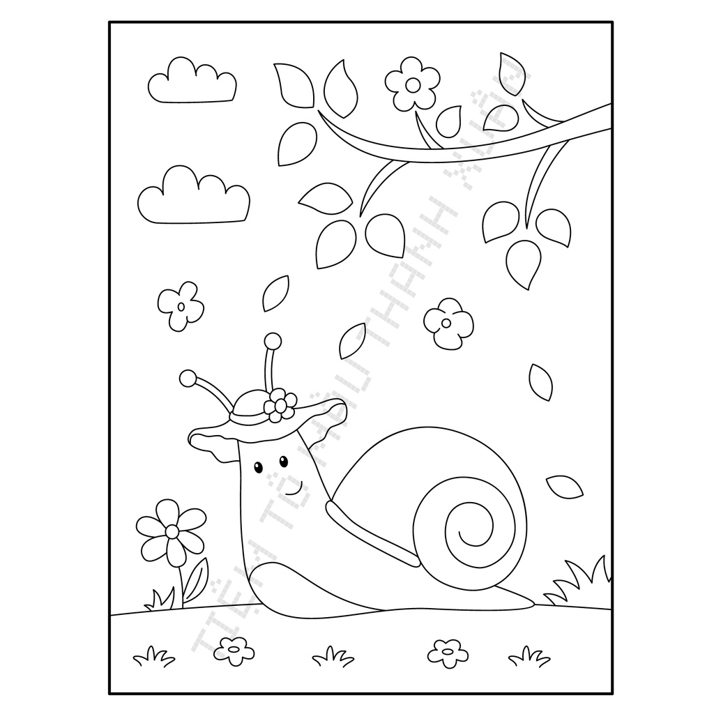 Set 20 Tờ Tranh Tô Màu Hình Ốc Sên Cute Cho Bé Size A5 Màu Sáp, Màu Chì - Tiệm Tô Màu Thanh Xuân