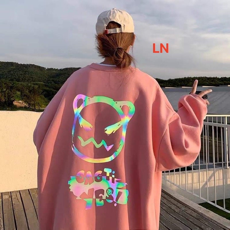 Áo Sweater mặt mèo YES phản quang 7m TH6