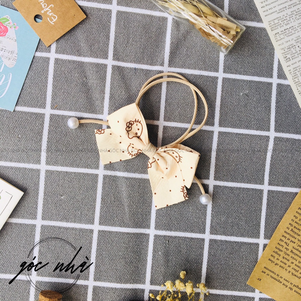 CỘT TÓC nơ NỮ thun co giãn nhiều họa tiết dễ thương smile gấu caro xinh xắn gocnha CT008 CT010