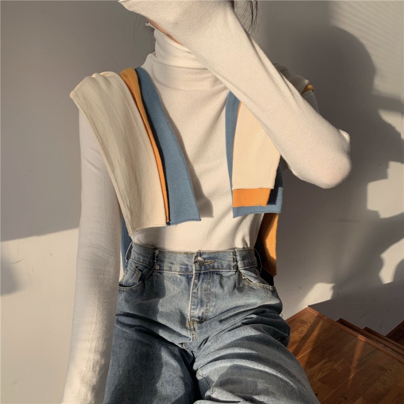 Áo dệt kim cổ cao phong cách thanh lịch thời trang thu đông