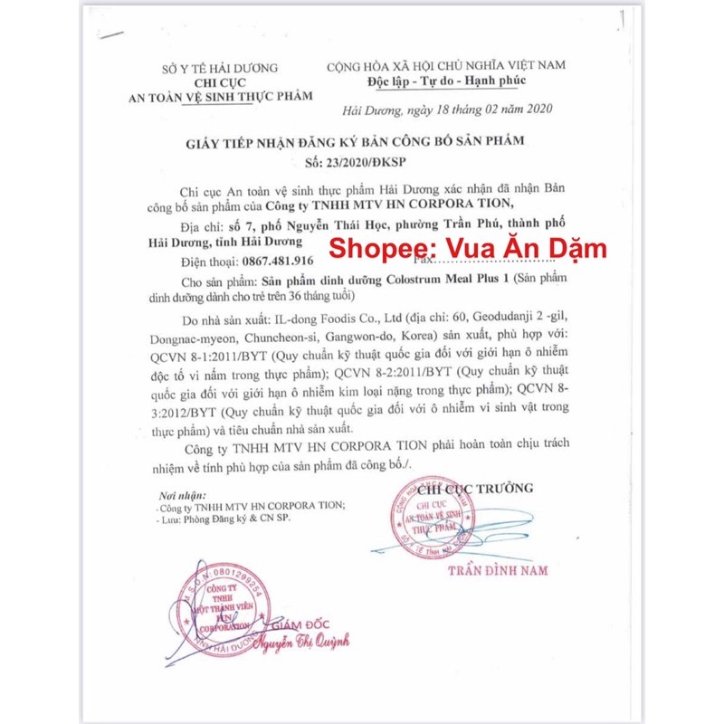 Sữa Non / Men vi sinh ILDONG Hàn Quốc hộp 100 gói