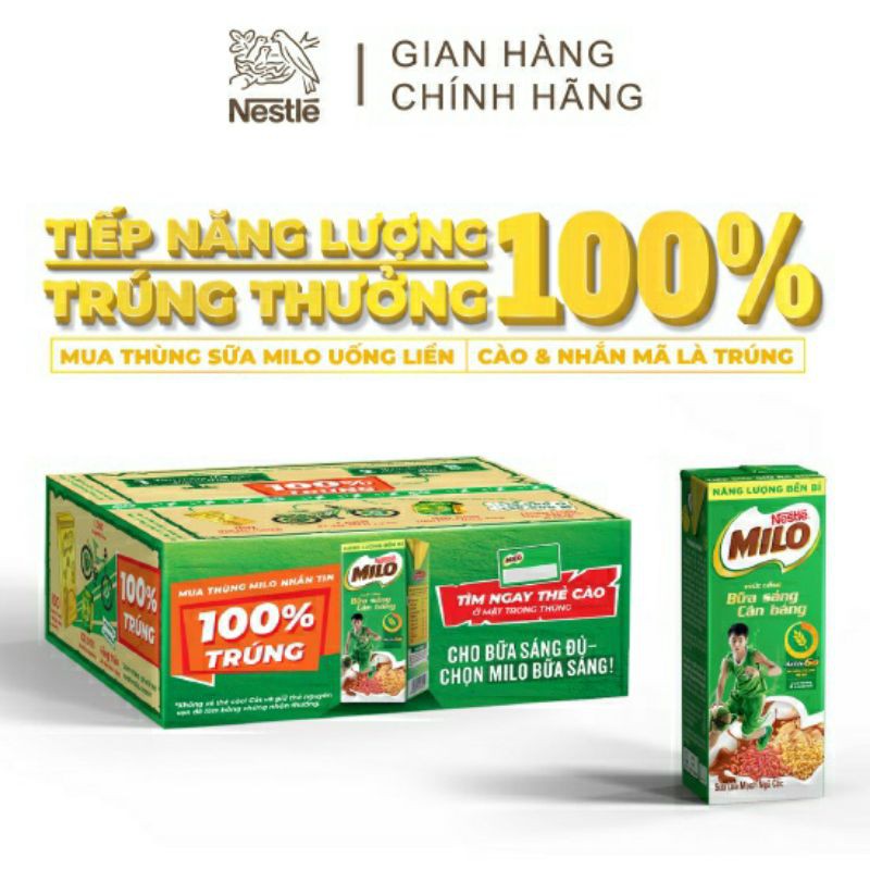 Sữa lúa mạch Nestlé® MILO® Bữa Sáng Thùng 36 hộp x 180ml 4.8