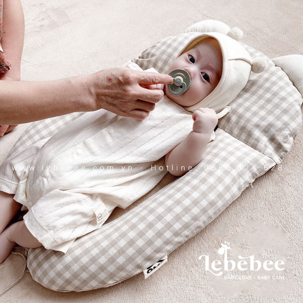 Gối chặn vỏ đỗ chữ U OME họa tiết caro giúp bé ngủ ngon – Lebebee