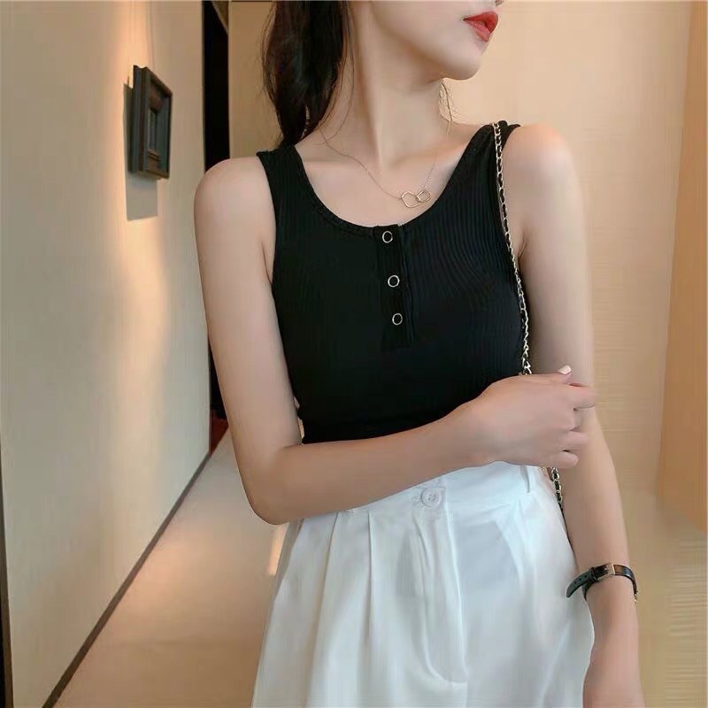 Áo hai dây gân tăm dầy dặn chất đẹp hai màu trắng đen cơ bản