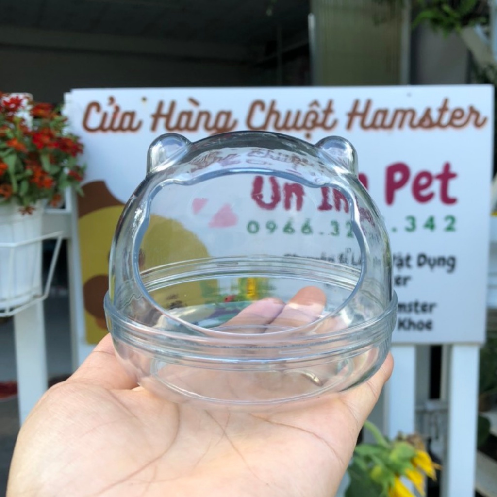 Nhà tắm nhà ngủ hamster MÈO TRÒN trong suốt cho lồng hamster đủ size