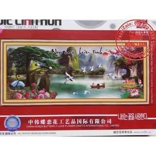 Tranh thêu chữ thập non nước hữu tình