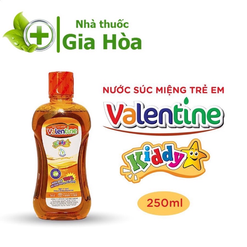 Nước súc miệng Valentine Kiddy 250ml (Trẻ em / Kid) - Ngừa sâu răng, hôi miệng, chảy máu chân răng, an toàn cho bé