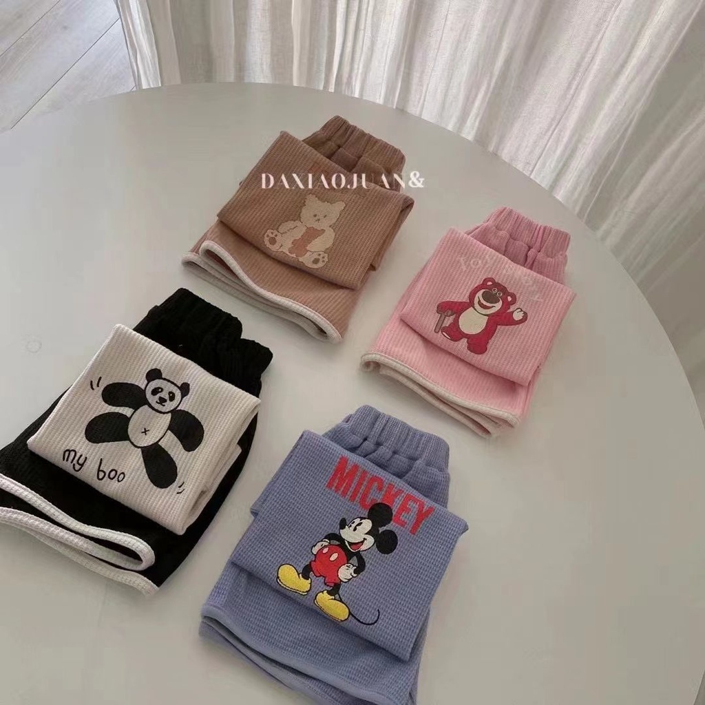 Bộ Áo Thun Tay Ngắn + Quần Short In Họa Tiết Hoạt Hình Phong Cách Hàn Quốc Thời Trang Mùa Hè Cho Bé Gái 48H