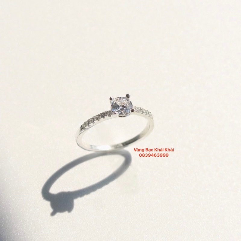 Nhẫn nữ Bạc ta đính đá dày dặn sáng bóng , tặng kèm hộp đựng - Vàng Bạc Khải Khải