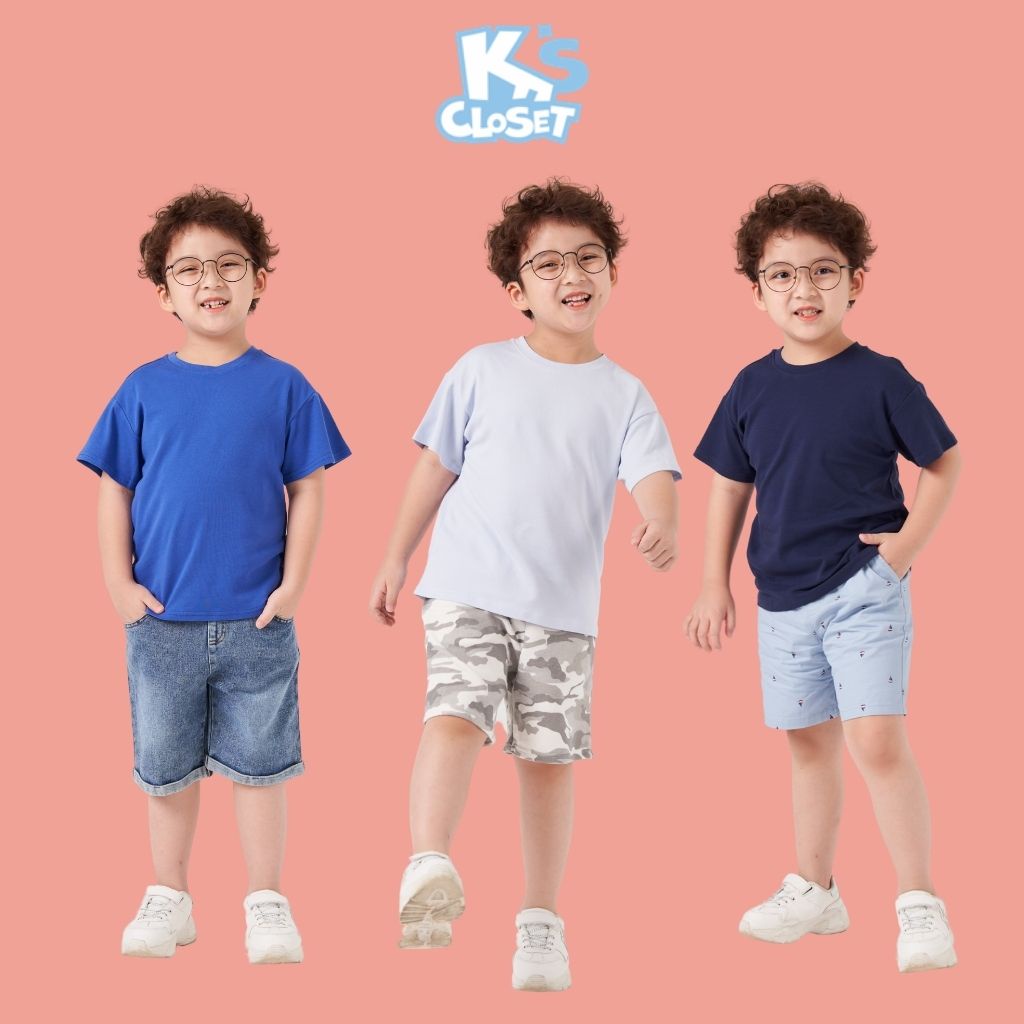 Áo cộc tay trẻ em K'S CLOSET mẫu trơn, chất liệu Cotton co dãn, thấm hút mồ hôi KT59TWS TMĐT