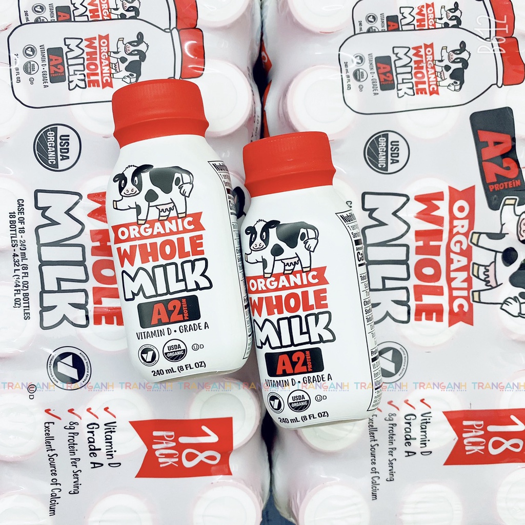 (Lốc 18h) Sữa tươi Organic Whole Milk A2 Mỹ