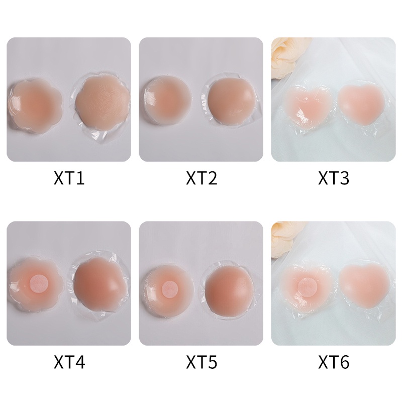 1 Cặp Miếng Dán Ngực Silicone Tự Dính Có Thể Tái Sử Dụng