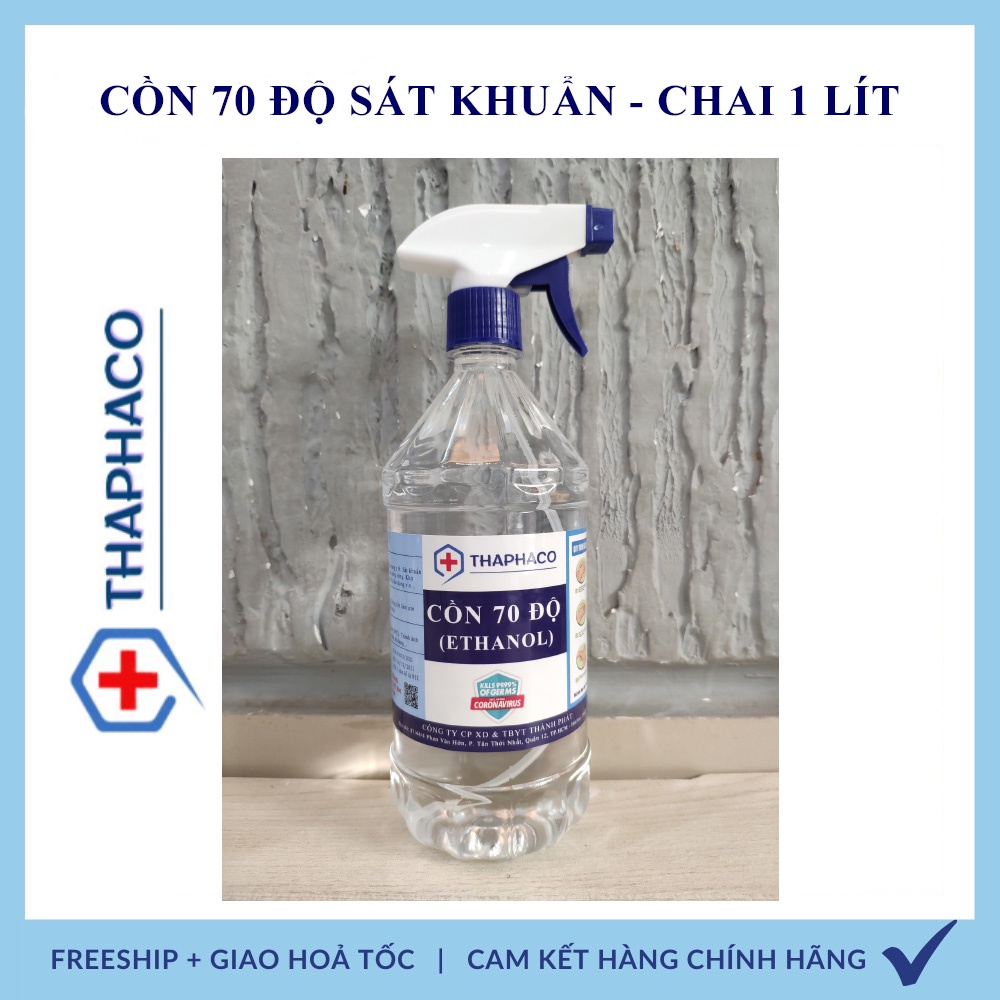 - Cồn Ethanol 70, 90 Độ Sát Khuẩn THAPHACO Chai 1000ml (không mùi)