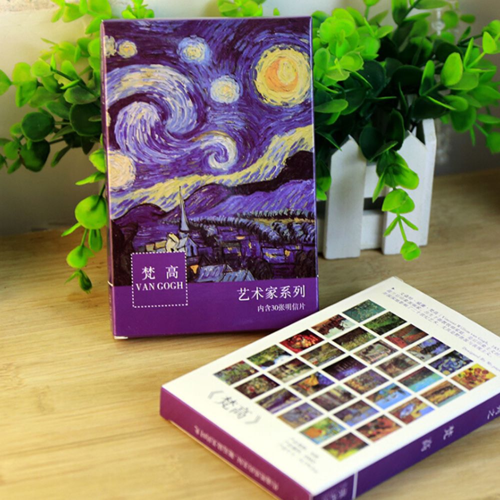 Set 30 tấm bưu thiếp in hình tranh sơn dầu của Van Gogh độc đáo