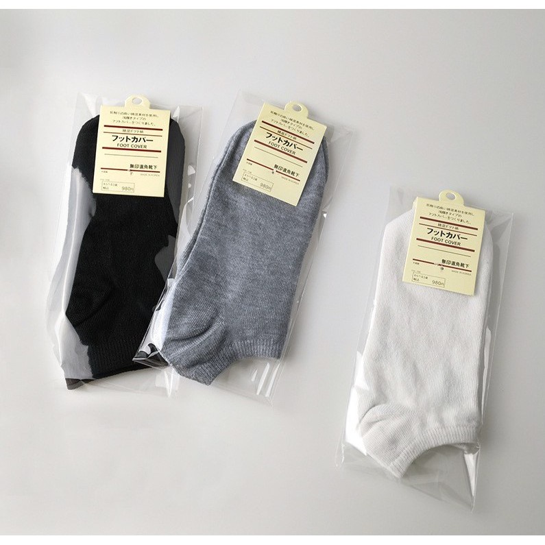 Tất Nam Cổ ngắn trơn 100% Cotton thoáng khí hàng XUẤT NHẬT xịn sò kèm Tag