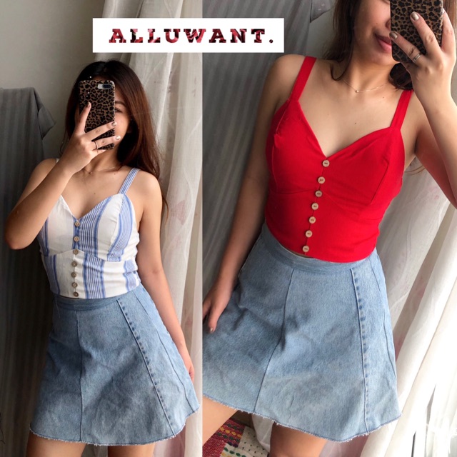 Áo dây linen nút giữa Haute Monde VNXK
