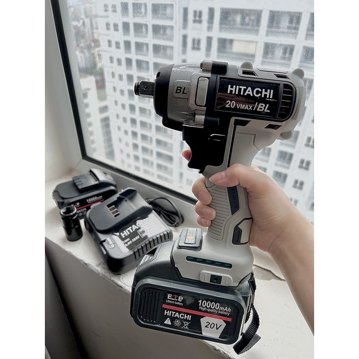 KHÔNG CHỔI THAN - Máy Siết Bulong Hitachi 20V, Siết Bulong Dùng Pin Cầm Tay, Bắn Vít, Hàng Cao Cấp, Bảo Hành 12 Tháng