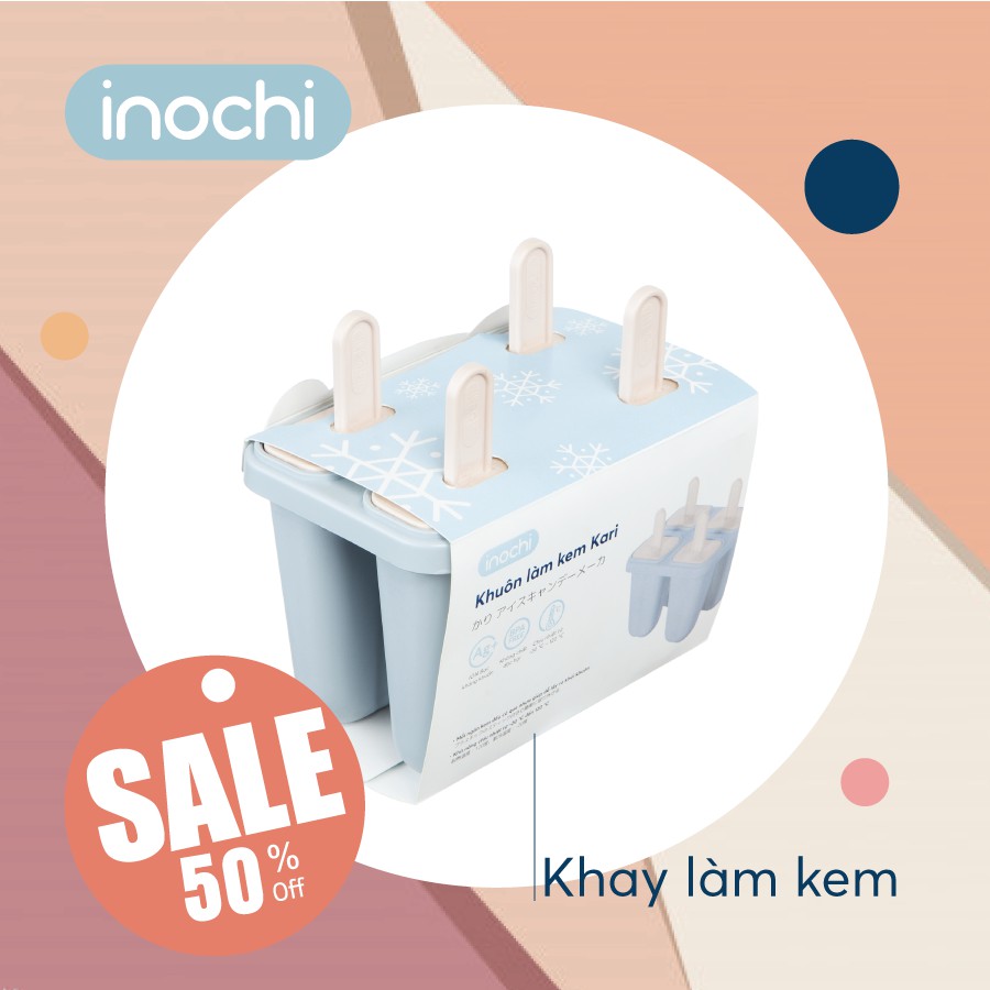 [Mã LIFEM1 giảm 50k đơn 99k] Khuôn làm kem - kari INOCHI nhựa kem que cho bé, dễ dàng tách kem ra khỏi vỉ