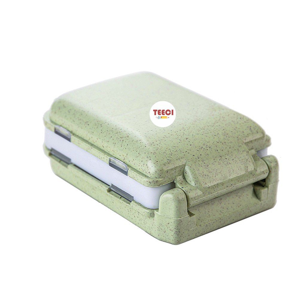 &lt;Tặng Sticker&gt; Hộp Khay Đựng Thuốc Phụ Kiện Trang Sức Chia 7 Ngăn Du Lịch Màu Lúa Mạch Nắp Nhựa Chống Thấm U106
