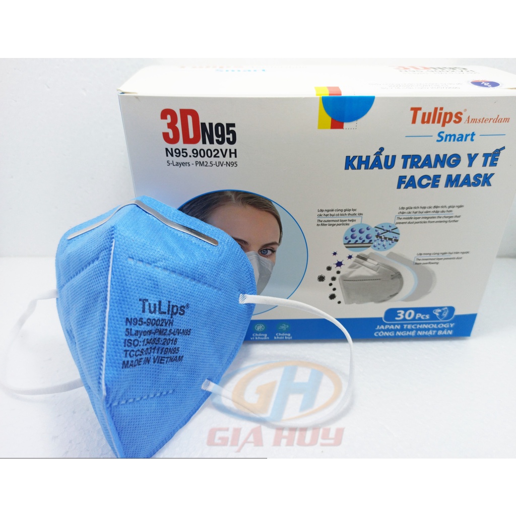 Hộp 30 chiếc Khẩu trang N95 chống bụi mịn và tránh lây bệnh hô hấp (9002VH)