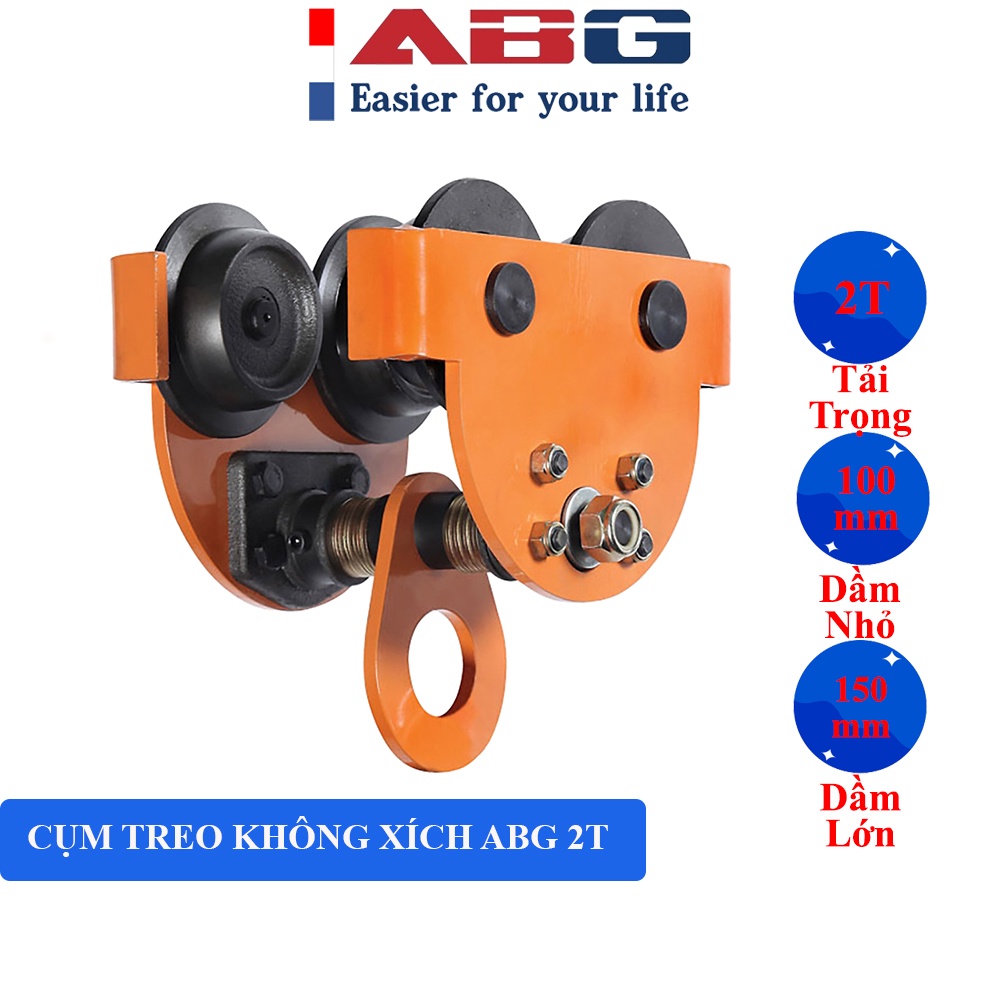 Rùa Kéo Tay ABG Cụm Móc Treo Palang Không Xích 2T Tấn Giúp Treo Palang, Tời Chuyên Dụng