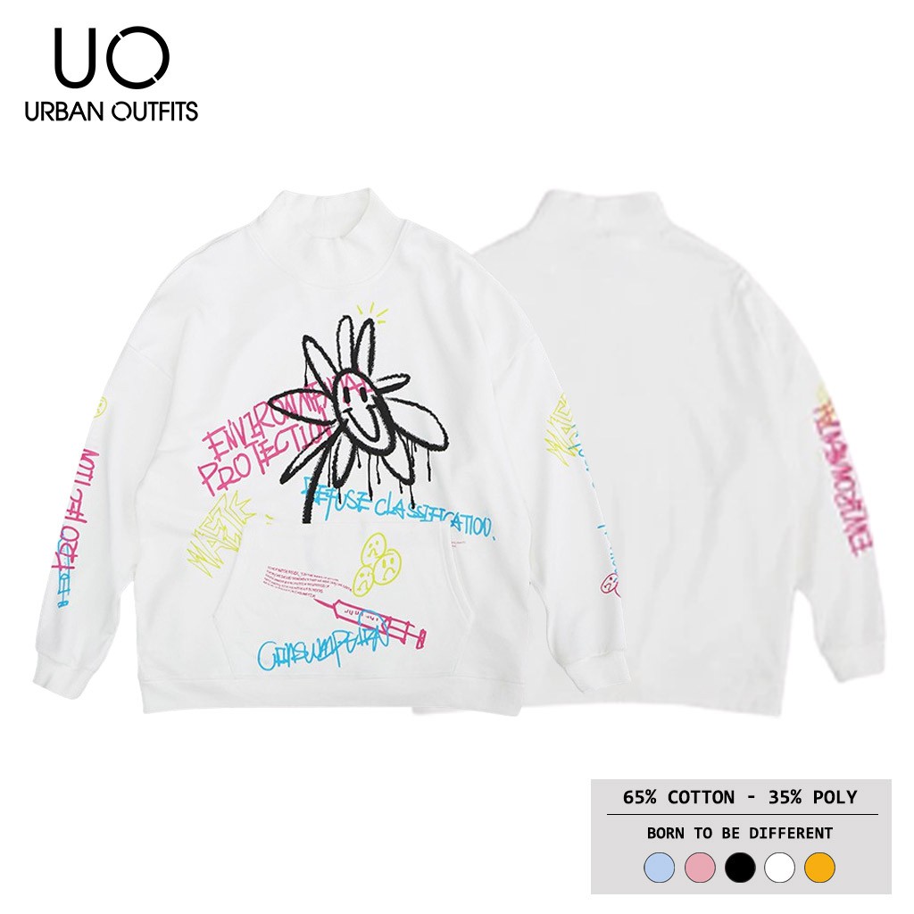 Hàng OUTLET 2 Màu SWO08 Áo Sweater Nữ Nam Form Rộng URBAN OUTFITS In SWAG Thun Cotton Nỉ