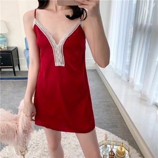 Váy ngủ lụa cao cấp phối ren ngực BTK24A
