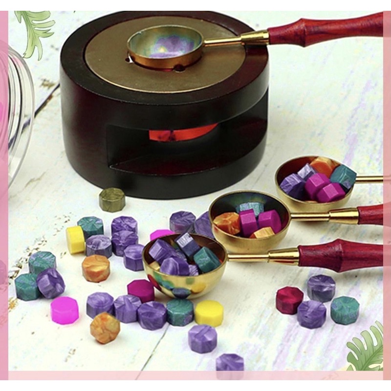 DANISHOP97 sáp wax con dấu, muỗng thìa thép inox múc đổ khuôn, tay cầm gỗ đóng dấu mộc 100 viên