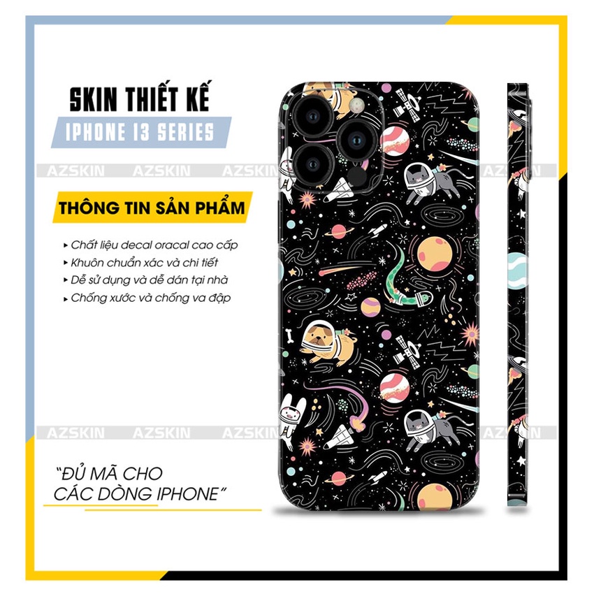 Miếng Dán IPhone 13 Mini/13/13 Pro/13 Pro Max Galaxy Black |SK_IPGLX39| Film Oracal Nhập Khẩu, Chống Nước, Dán Lưng Viền