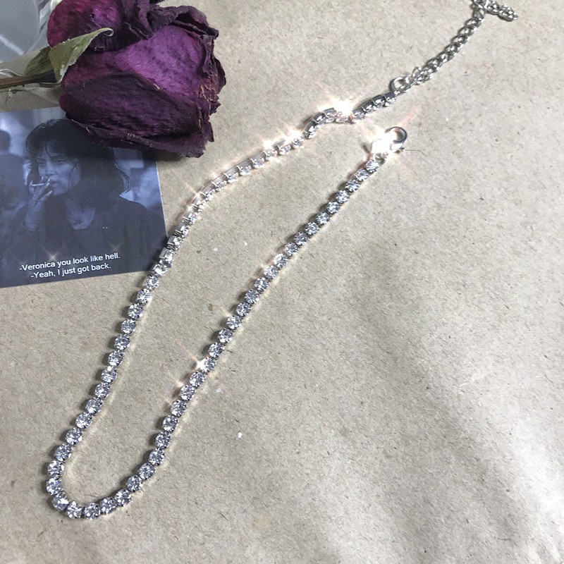 Vòng cổ đính zircon đơn giản thời trang sang trọng lấp lánh cho nam và