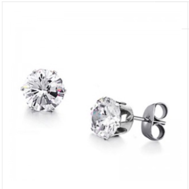 Khuyên Bông Tai Thép Titan Không Gỉ Hột Đá Lấp Lánh Unisex (1 ĐÔI)