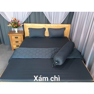 Drap thun hàn mát lạnh set 5 món - drap giường cao cấp