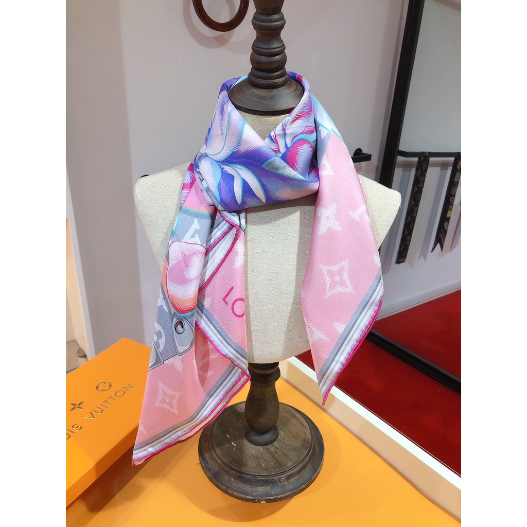 Khăn Quàng Cổ Vuông Bằng Lụa In Họa Tiết Hoa Sang Trọng Thời Trang Mới 2022 35.4 * 35.4 inch