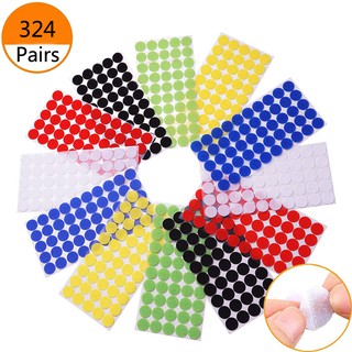 Velcro Dots 324 cặp 1cm Móc vòng tự dính Fastener Tiền xu dính lại cho Văn phòng tại nhà 6Colors