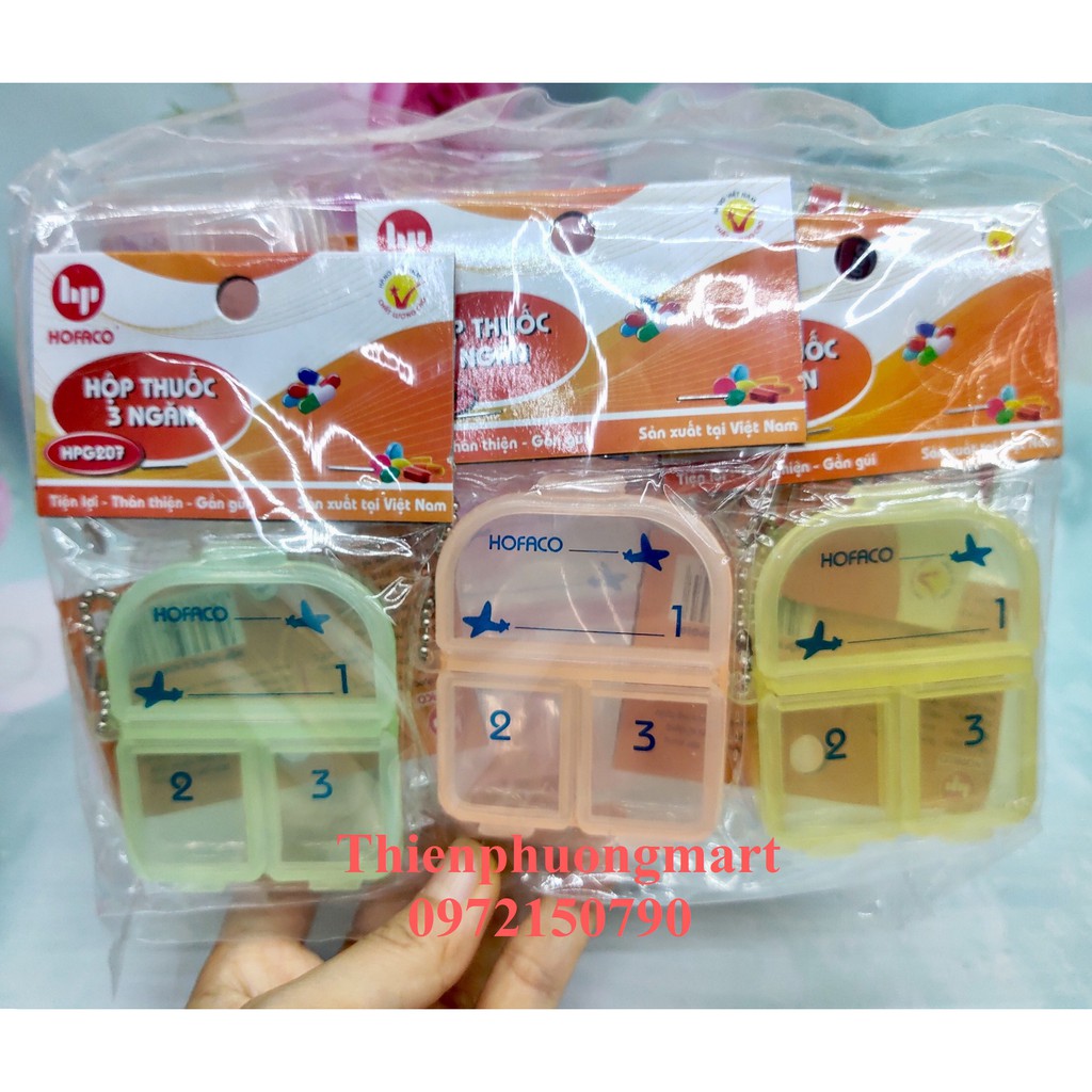 Hôp chia thuốc 3 ngăn HPG 207 tiện dụng nhựa HOFACO - Hộp đựng thuốc an toàn, tiện lợi