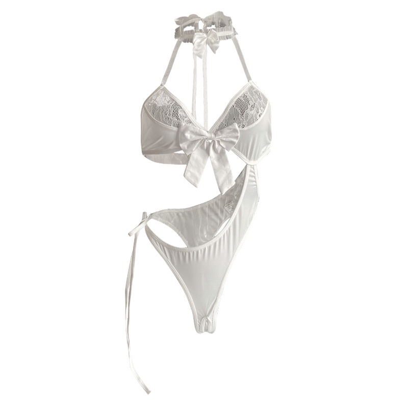 Bộ Đồ Ngủ Phối Ren Hở Đáy Đính Nơ Ngọt Ngào Quyến Rũ Cho Nữ