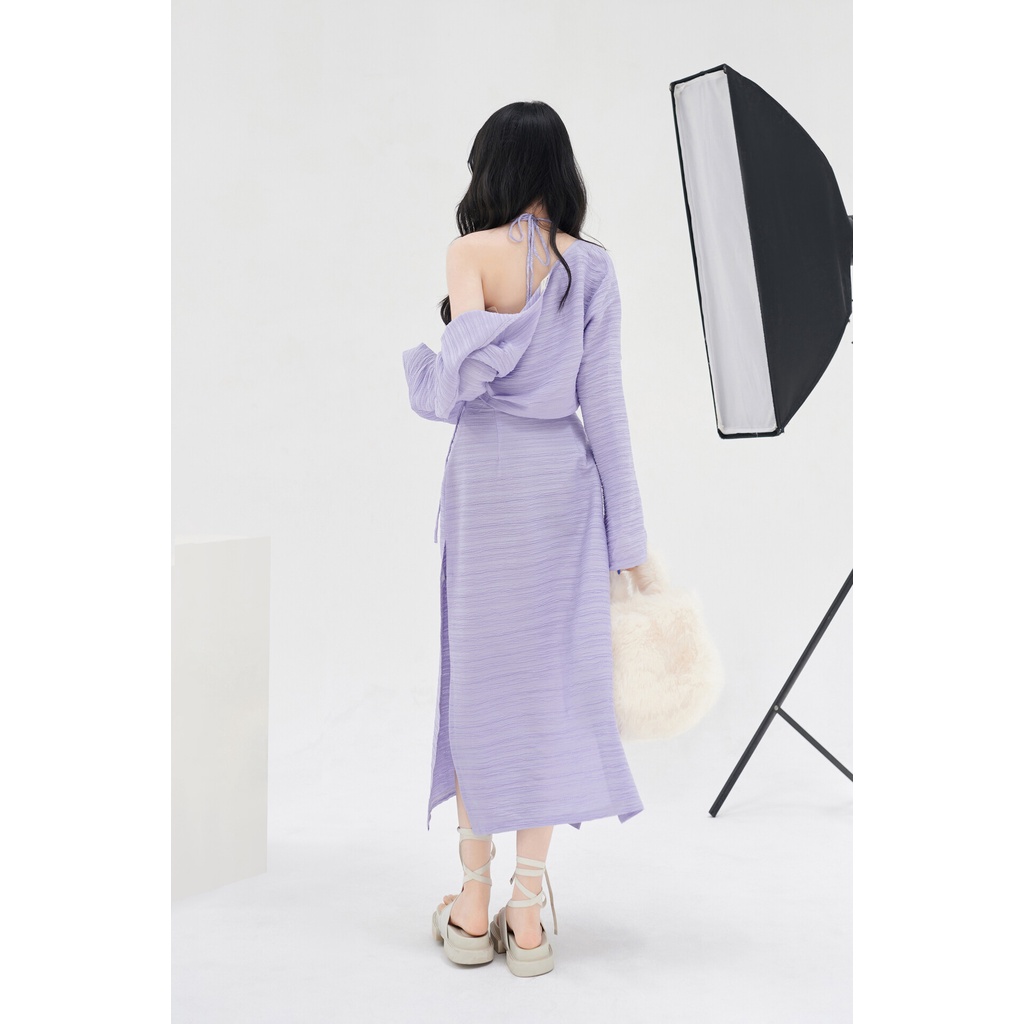 MYUNG - Set đầm yếm kèm khoác tay dài chất đũi gân lạ mắt - MAYLA SET