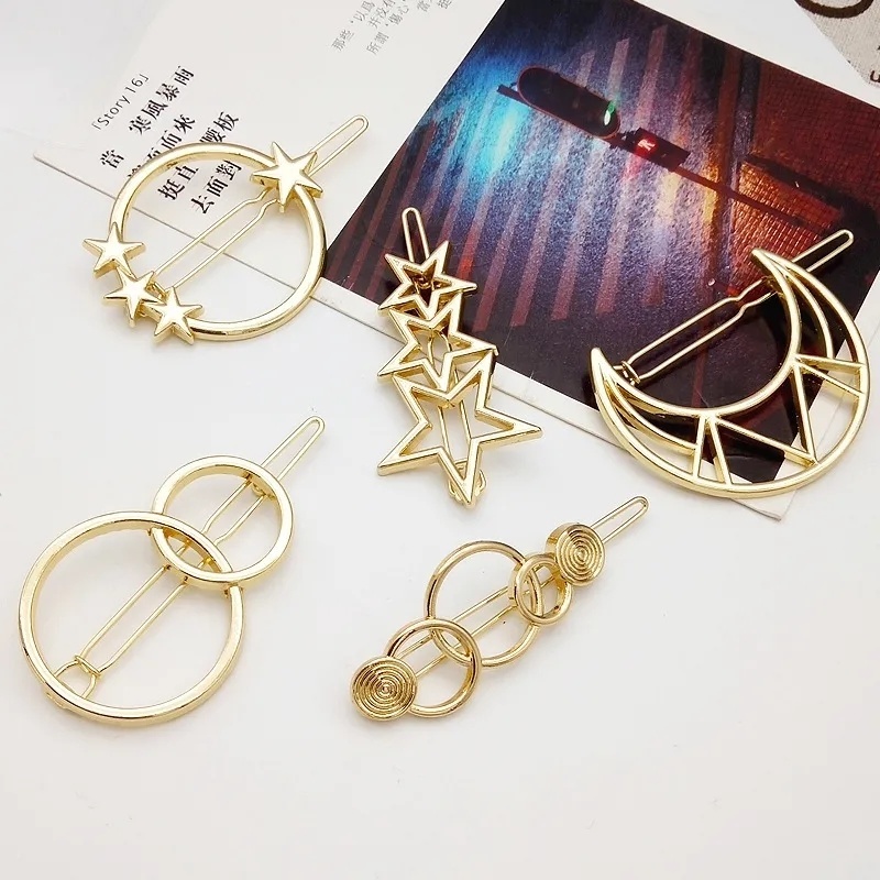 [Women Korean INS Style Golden Hair Clip] [Girls Metal Bangs Hairpin] [Ladies Elegant Hair Accessories]