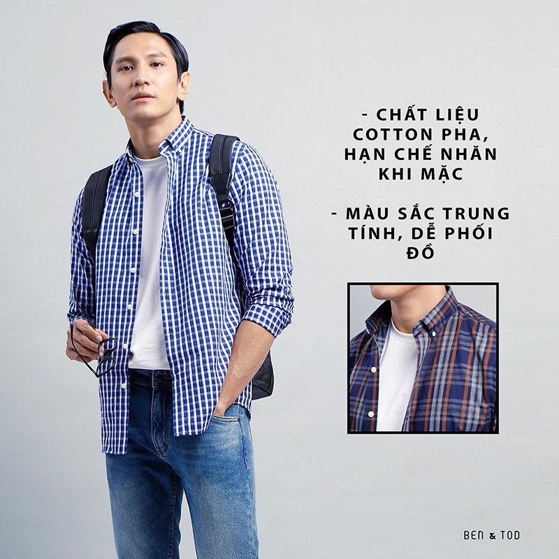 Áo sơ mi BEN & TOD cotton cao cấp co giãn phong cách đơn giản công sở 20051 | BigBuy360 - bigbuy360.vn