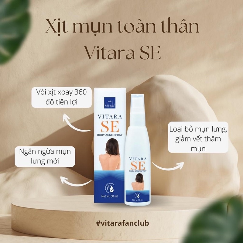 Xịt Mụn Lưng, Ngực, Mông Vitara SE Body Acne Spray Giảm Mụn, Mờ Thâm, Sáng Da Thái Lan 50ML - Wincy Mart