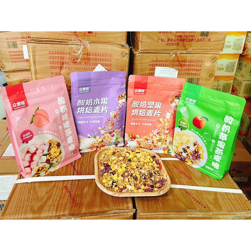 Ngũ Cốc Sữa Chua Sấy Dinh Dưỡng Zhonglanke, Granola Hạt Dinh Dưỡng