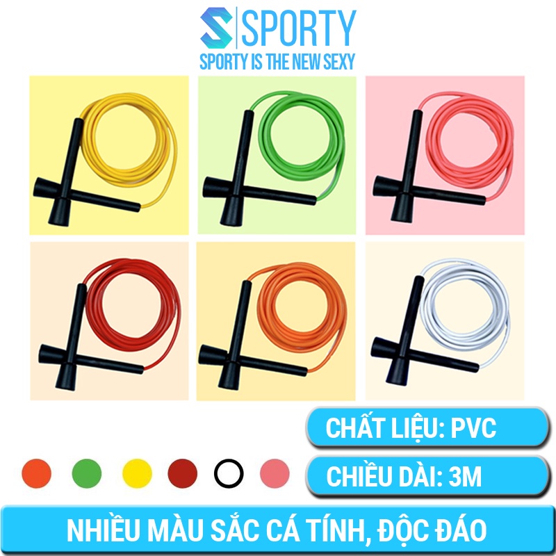 Dây nhảy tốc độ SPORTY TS91, chất liệu PVC chống mòn hỗ trợ giảm mỡ, giảm cân tập thể lực, boxing