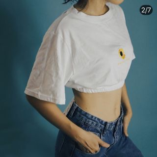Áo croptop nhúng ôm hoa cúc