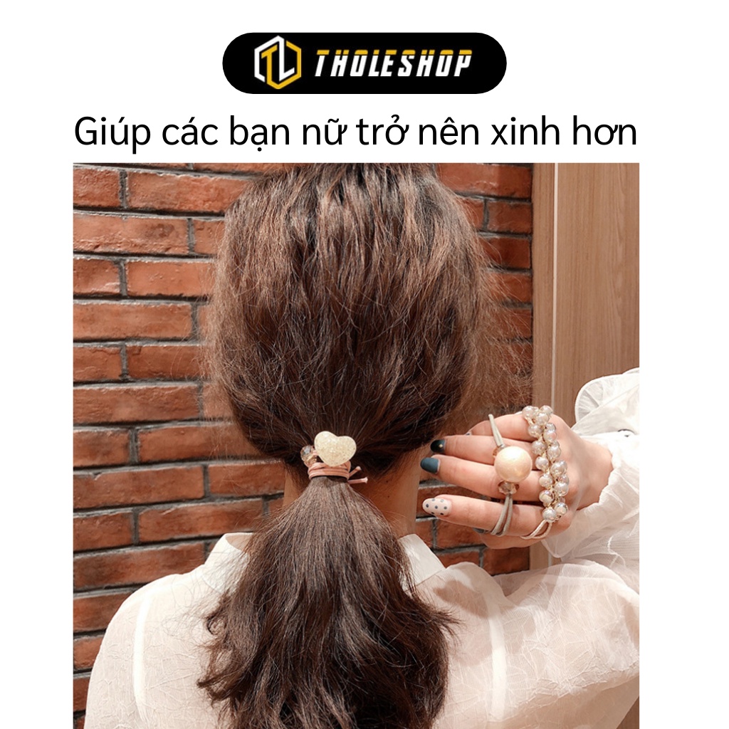 Dây Cột Tóc Hàn Quốc - Combo 3 Dây Thun Buộc Tóc Đính Ngọc Trai Giả Kiêm Vòng Đeo Tay 8095