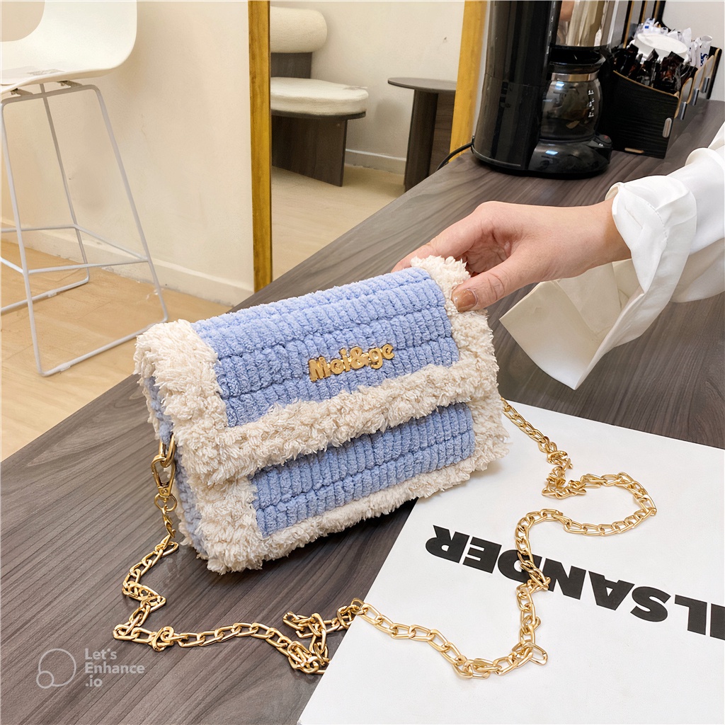 [Có video hướng dẫn] Túi tự đan handmade, túi len phối màu đeo chéo phong cách Hàn Quốc - Bộ phụ kiện đầy đủ LX108