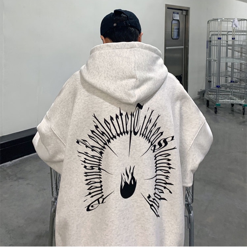 【M-3XL】 Áo Hoodie dáng rộng dày dặn ấm áp in chữ đơn giản thời trang phong cách Hip hop đường phố cho nam