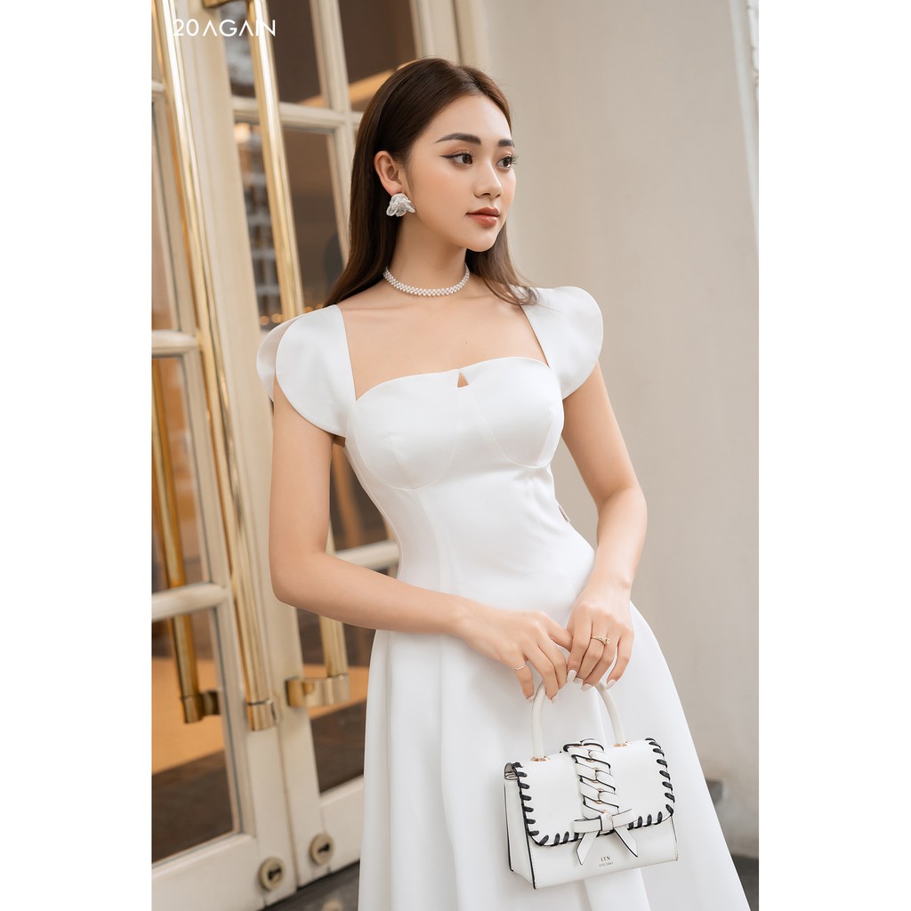 Đầm xòe cổ vuông tay chờm 20AGAIN DEC0064 | BigBuy360 - bigbuy360.vn