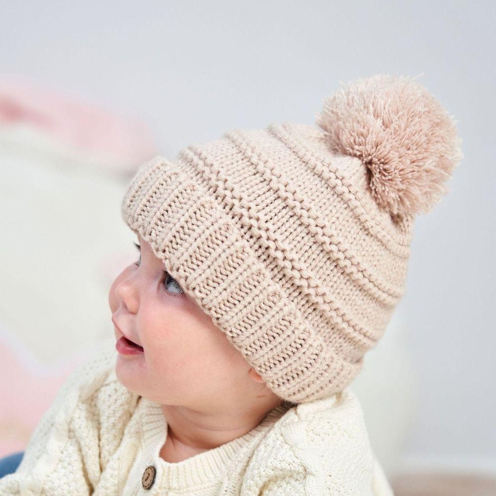 Mũ Beanie Dệt Kim Màu Trơn Chống Gió Mùa Thu Đông Cho Bé LAYOR1