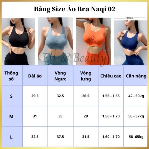 Áo bra thể thao NAQIYAYABEI chính hãng, áo bra tập gym yoga nâng ngực vải dệt kim cao cấp BNAQ02