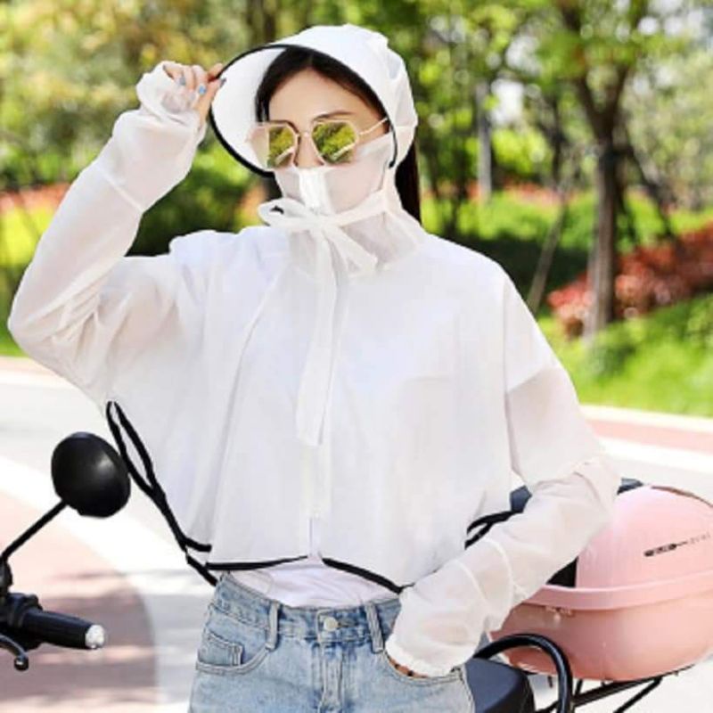 Áo chống nắng ni lông có nón và che mặt,,,
